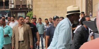 L'attore Morgan Freeman al Cairo, Egitto.