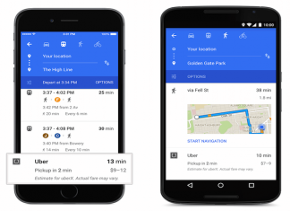 Google Maps aggiorna l'interfaccia per i servizi di trasporto privato Uber