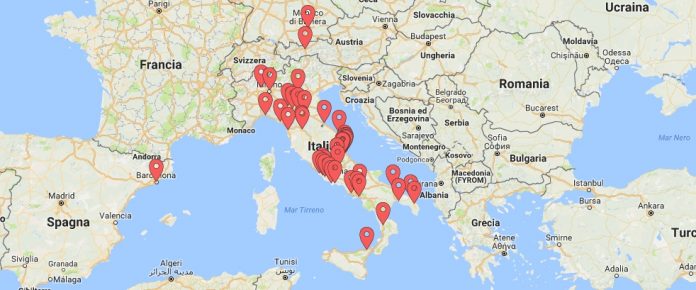 Le città di partenza delle tratte in cui è operativa Trivabus, una rete in continua espansione