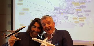 Micheal O’Leary, CEO di Ryanair, e Javier Hidalgo, CEO di Globalia Group, a Madrid